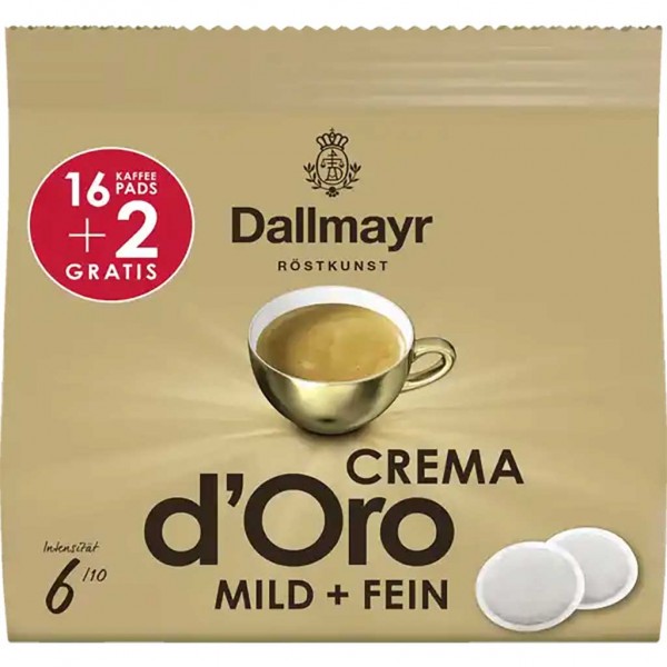 Dallmayr Kaffeepads d'oro Mild und Fein 16+2 126g