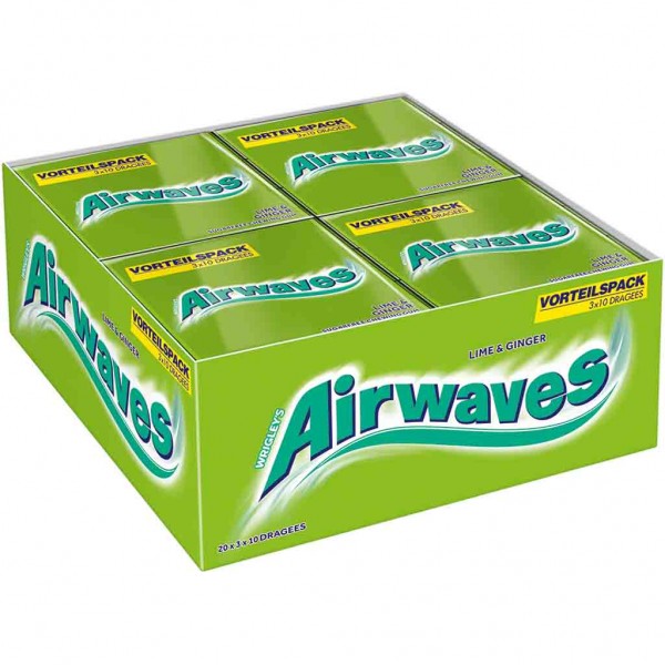 Wrigleys Airwaves Lime &amp; Ginger 20x 3er Packs á 30 Dragees MHD:26.8.24