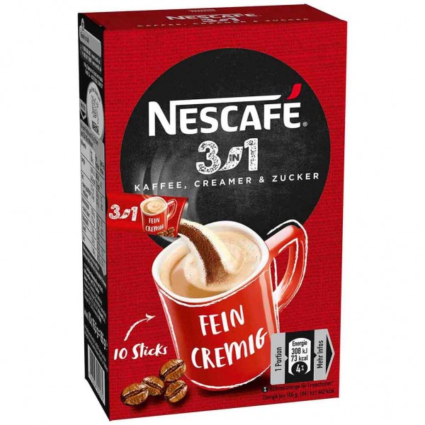 Nescafe 3in1 fein cremig 10 Sticks 165g MHD:30.5.25
