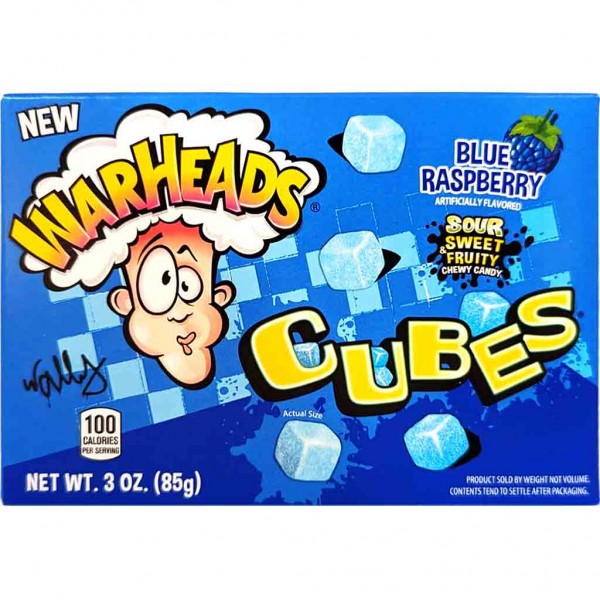 Warheads Sour Cubes Blue Raspberry Fruchtgummi Würfel 85g MHD:22.2.25