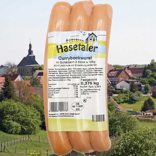 Hasetaler Currybockwurst 3er 375g MHD:4.2.22