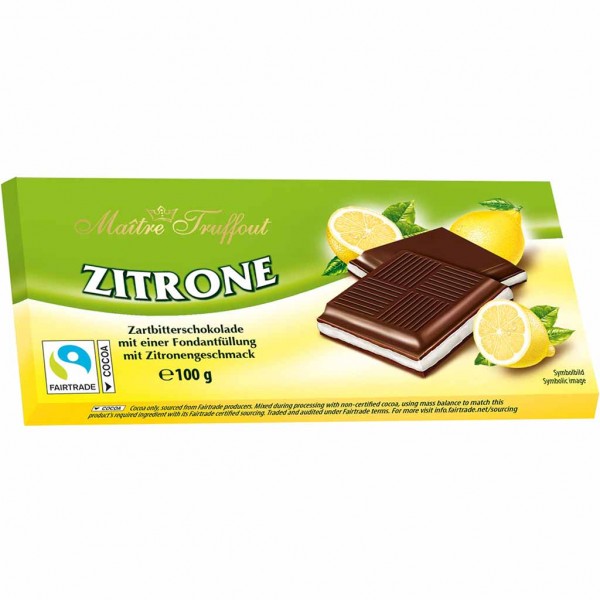 Maitre Truffout Tafelschokolade Zartbitter Zitrone 100g MHD:14.2.25