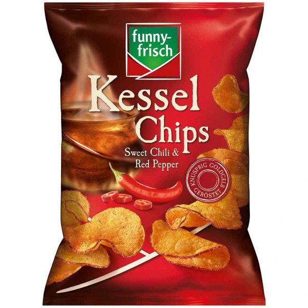 funny frisch Kessel Chips Sweet Chili &amp; Red Pepper 120g MHD:10.6.24