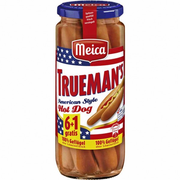 Meica Geflügel Truemans American Style Hot Dog 6+1 540g / 350g MHD:13.11.24
