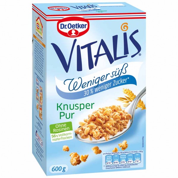 Dr.Oetker VITALIS Müsli Weniger süß Knusper Pur 600g MHD:27.2.25