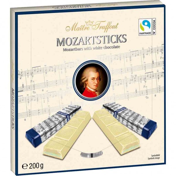 Maitre Truffout Mozartsticks weisse Schokolade 200g MHD:13.10.24
