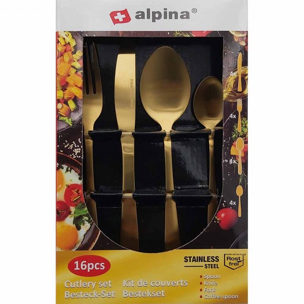 Besteck-Set 16 teilig von Alpina goldfarben