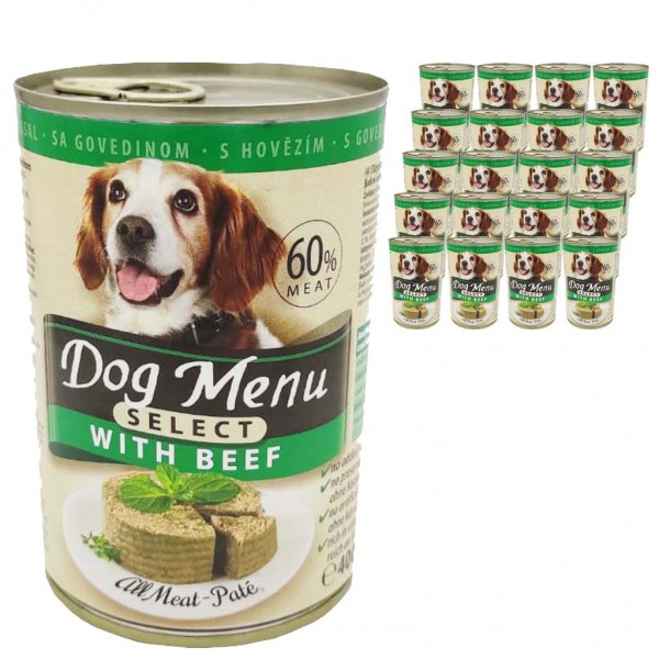 20 x Dog Menu Select mit Rind 60% Fleischanteil 400g Dosen