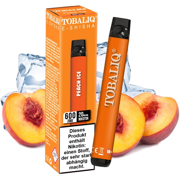 TobaliQ E-Shisha 600Puffs – 20mg Nikotin – Peach Ice 10er Pack