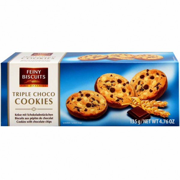 Feiny Biscuits Triple Choco Cookies Kekse 135g MHD:23.12.24