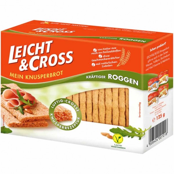 Leicht &amp; Cross Mein Knusperbrot Roggen 125g MHD:1.2.25