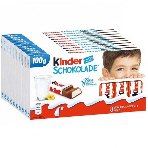 Kinder Schokolade mit je 8 Riegel 10 x 100g