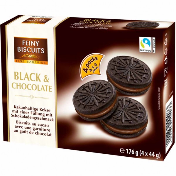Feiny Biscuits Black &amp; Chocolate Doppelkekse 176g MHD:30.1.25