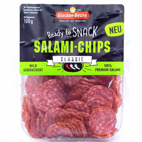 Glocken-Beune Salami-Chips Classic mild geräuchert 100g MHD:13.6.24