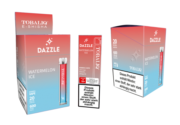 10er Pack DAZZLE 600Puffs E-Shisha – 20mg Nikotin – WATERMELON ICE