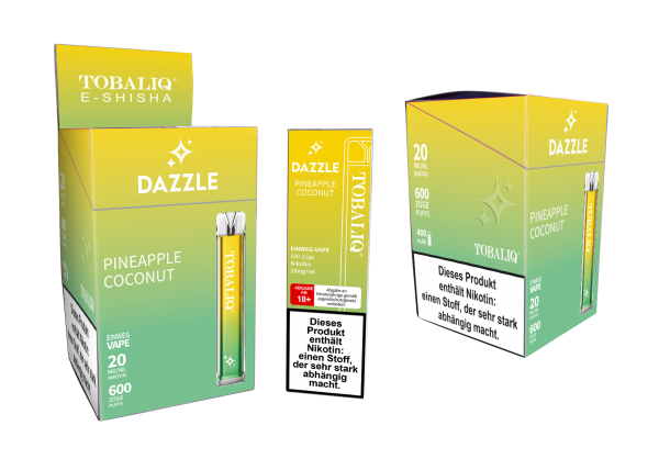 10er Pack DAZZLE E-Shisha 600Puffs – 20mg Nikotin – PINEAPPLE COCONUT