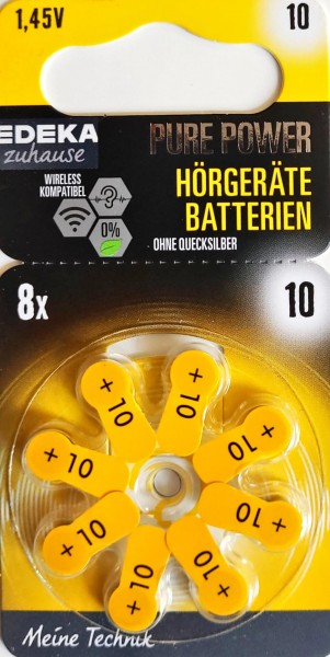 Hörgerätebatterien Typ 10 - 8er Pack MHD:30.3.30