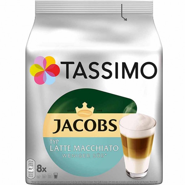 Tassimo Jacobs Latte Macchiato weniger Süß 8 Kapseln MHD:13.12.23