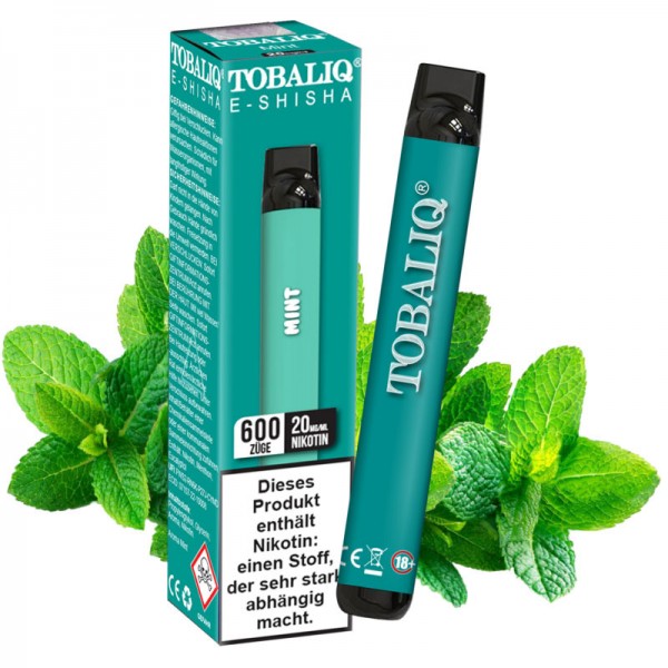 TobaliQ E-Shisha 600 Puffs – 20mg Nikotin Mint MHD:31.12.24