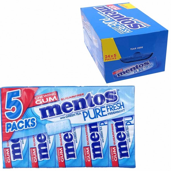 24x Mentos Chewing Gum Pure fresh Mint 5er Pack 24x66g = 1584g EAN 8003440977415 Herstellernummer 01080034409774221525100010L2433