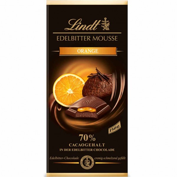 Lindt Edelbitter Mousse Orange 70% Kakao 150g MHD:31.3.25