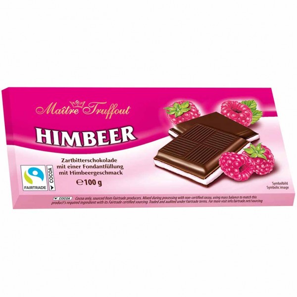 Maitre Truffout Tafelschokolade Zartbitter Himbeer 100g MHD:24.5.24
