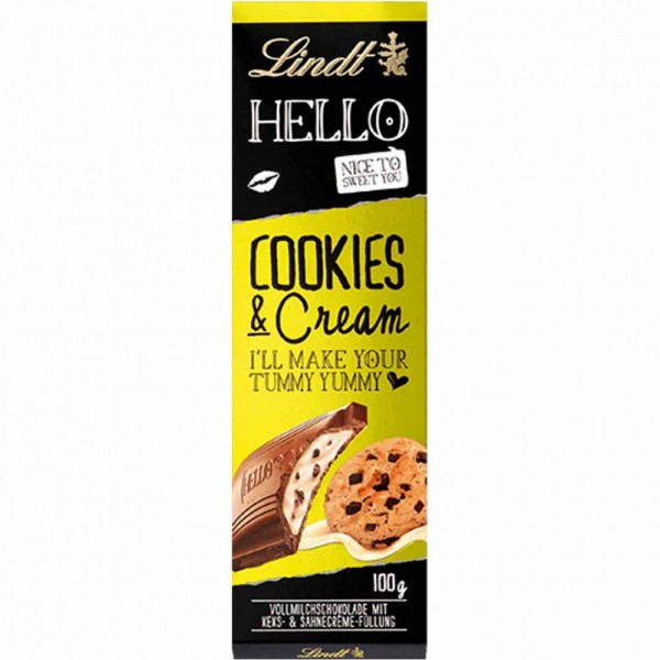 Lindt Hello Cookies &amp; Cream Tafelschokolade 100g MHD:31.1.25