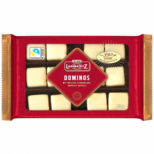 Lambertz Dominos mit weißer Schokolade 150g MHD:30.4.24