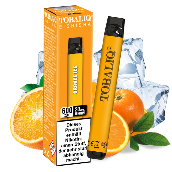 TobaliQ E-Shisha 600Puffs – 20mg Nikotin – Orange Ice MHD:31.12.24