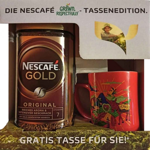 Nescafe Gold löslicher Bohnenkaffee 200g + Gratis Tasse MHD:30.10.23