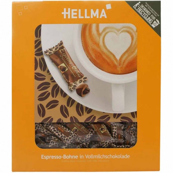 Hellma Espresso Bohne in Vollmilchschokolade 380 Portionen 418g MHD:30.1.25