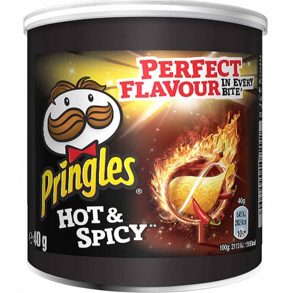 12x Pringles Hot &amp; Spicy Kartoffelchips á 40g=480g MHD:12.9.23