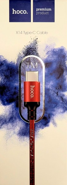 Hoco X14 USB C Ladekabel Typ-C für Samsung, Huawei, HTC, Sony - Rot