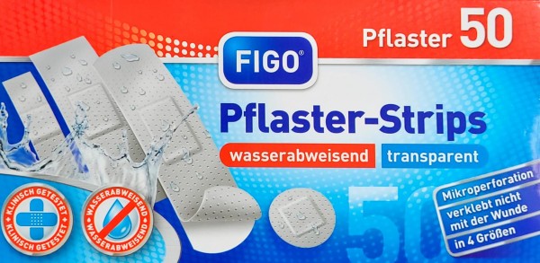 Pflaster-Strips 50 Stück Transparent wasserabweisend MHD:30.11.26