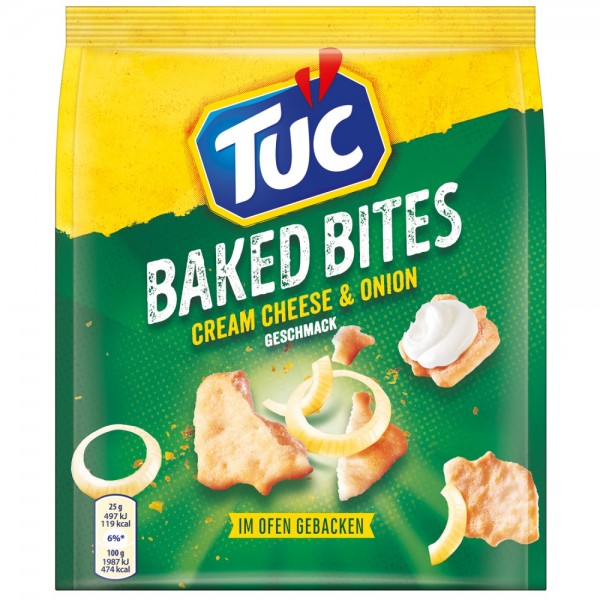TUC Baked Bites Cream Cheese &amp; Onion 110g MHD:29.2.24