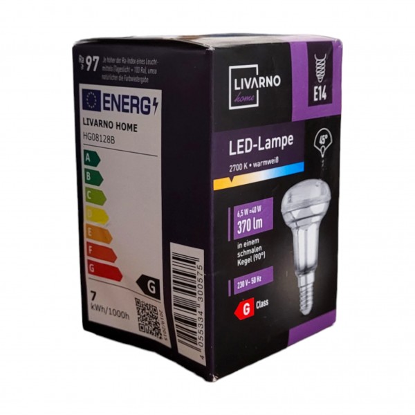 LED Lampe E14 2700K warmweiß 6,5 Watt = 40 Watt 370 lm