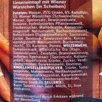 Dreistern Hausmacher Kessel Linsen Eintopf mit Wiener Würstchen 1200g MHD:1.2.26