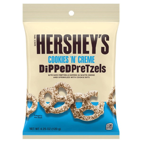 Hersheys Cookies N Creame Dipped Pretzels 120g MHD:30.4.25