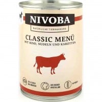 6x Nivoba natürliche Tiernahrung Classic Menü Rind Nudeln Karotten á 400g=2,4kg MHD:14.6.25