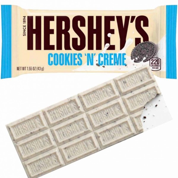 24x Hersheys Cookies N Creme Weisse Schokolade Riegel á 40g=960g MHD:12.4.24