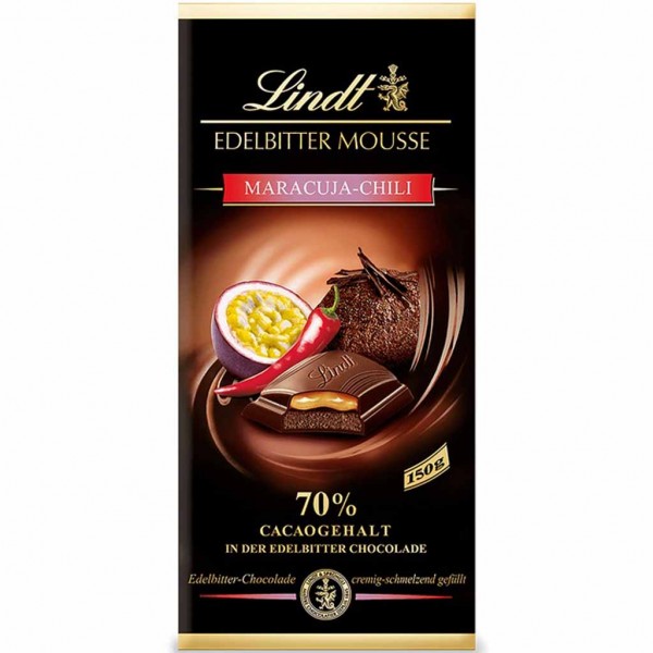 Lindt Edelbitter Mousse Maracuja-Chili 70% Kakao 150g MHD:30.11.24